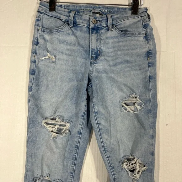 AMERICAN EAGLE DISTRESSED HIGH RISE JEGGIN 8 LONG - Picture 6 of 16